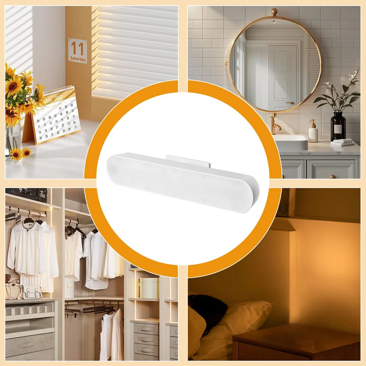 Lampada da specchio a LED per bagno, 32 cm, illuminazione per tavolo da toeletta, 4500 mW, portatile, con rotazione a 360°, 3 colori, dimmerabile, LED per trucco, lampada da specchio, anti vertigini