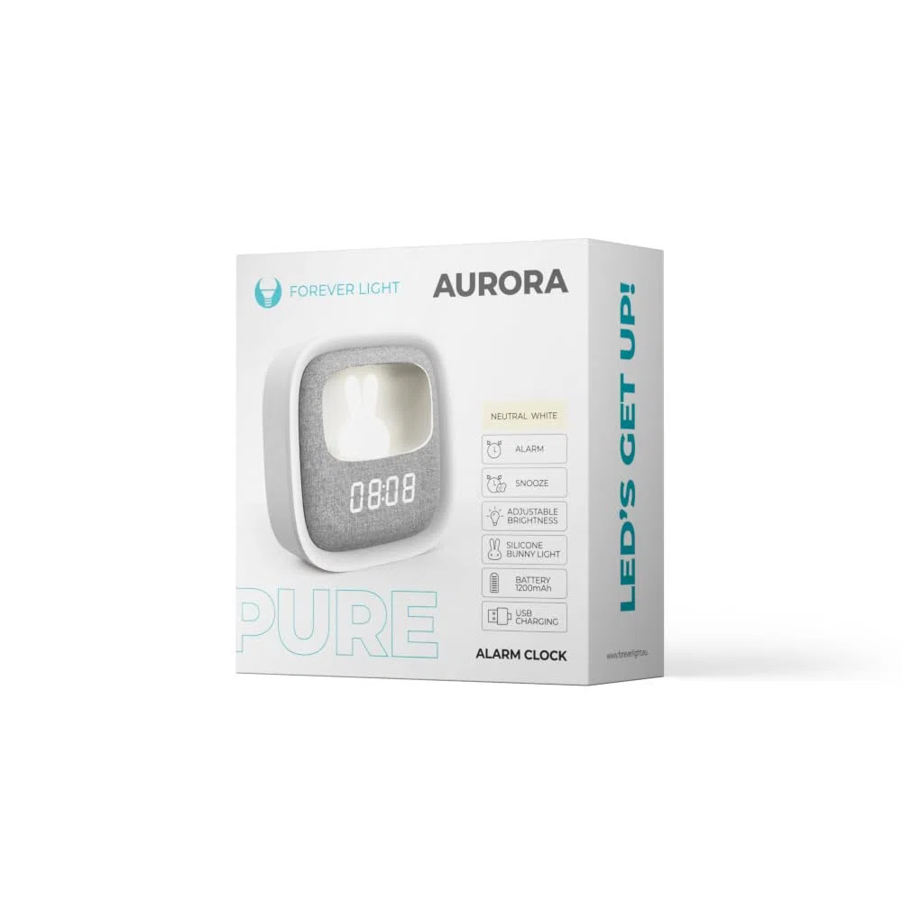 PURE FNL-06 AURORA LED Sveglia Night Bunny Light bianca quadrata