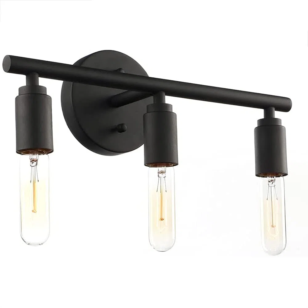 Applique candelabro Lampada da Specchio per Bagno, Applique da Parete con 3 luci Interno Vintage in Ferro Nero, Luce Specchio Bagno, Attacco E27, Lampadina non Inclusa. (Stile nero)