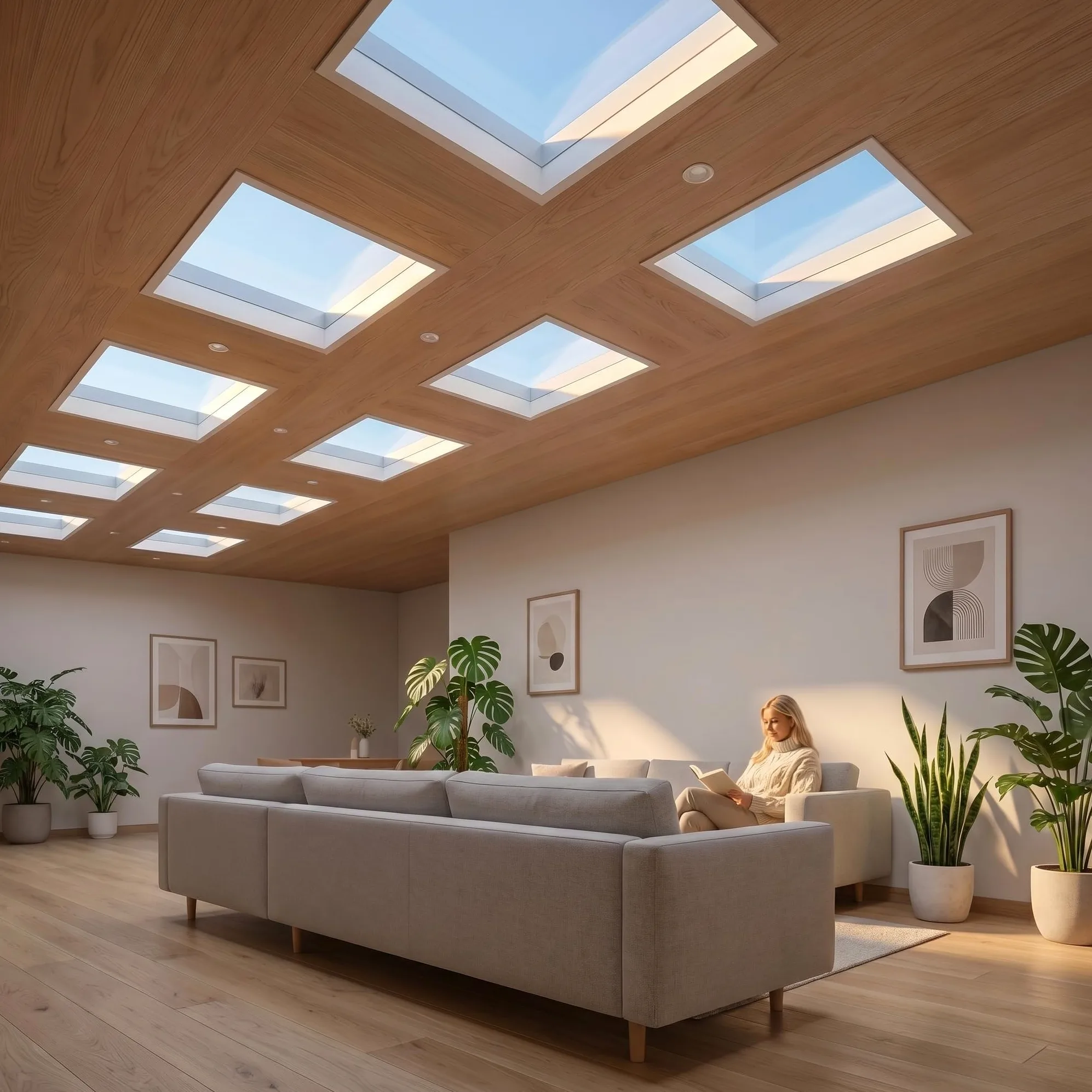 Barcelona - Pannello LED effetto cielo SKYWIN SR SMART 45 W 3375 lm 60 x 30 cm | CCT 1800 K-20000 K | Luce circolare intelligente | Controllo Tuya Bluetooth + Telecomando | Pannello Skylight Ultraslim