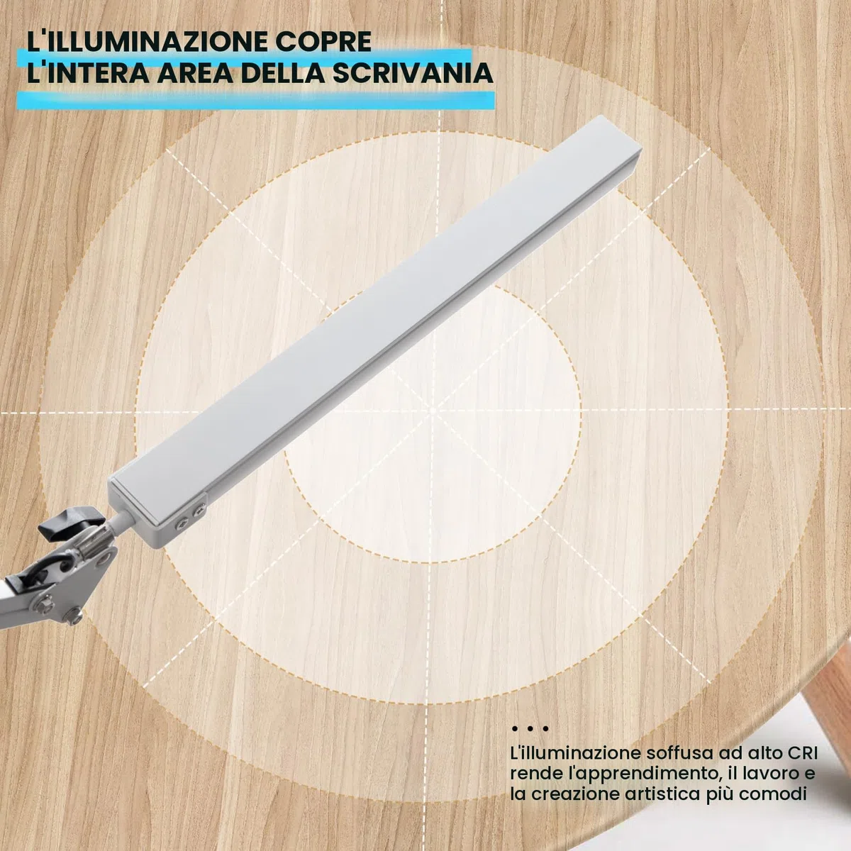 BIENSER Lampada da Scrivania a LED, 1100LM Lampada da Tavolo con Morsetto, 10 Livelli di Luminosità X 3 Modalità, Dimmerabile, Protezione degli Occhi, Lampada da Architetto Per Ufficio Lettura Studio
