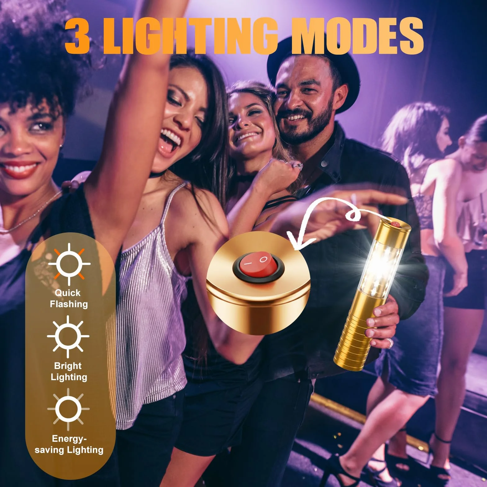 Righelli a LED stroboscopici per servizio di bottiglie, luce ricaricabile, luce a mano, lampada luminosa a LED fluorescente per discoteche, karaoke, matrimoni, feste, forniture di attività (Oro)