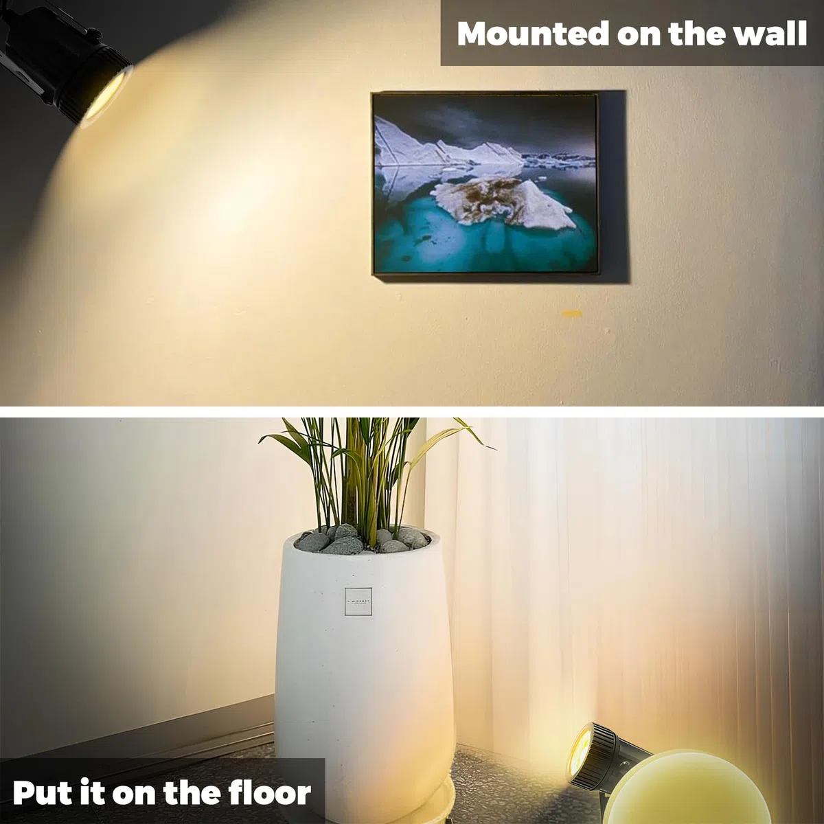 3W Faretto LED di Natale per interni Bianco caldo COB Luci Con picchetto a terra Faretto per piante con interruttore a pedale per interni, piante, luci decorative, spina di cavo da 1.8m
