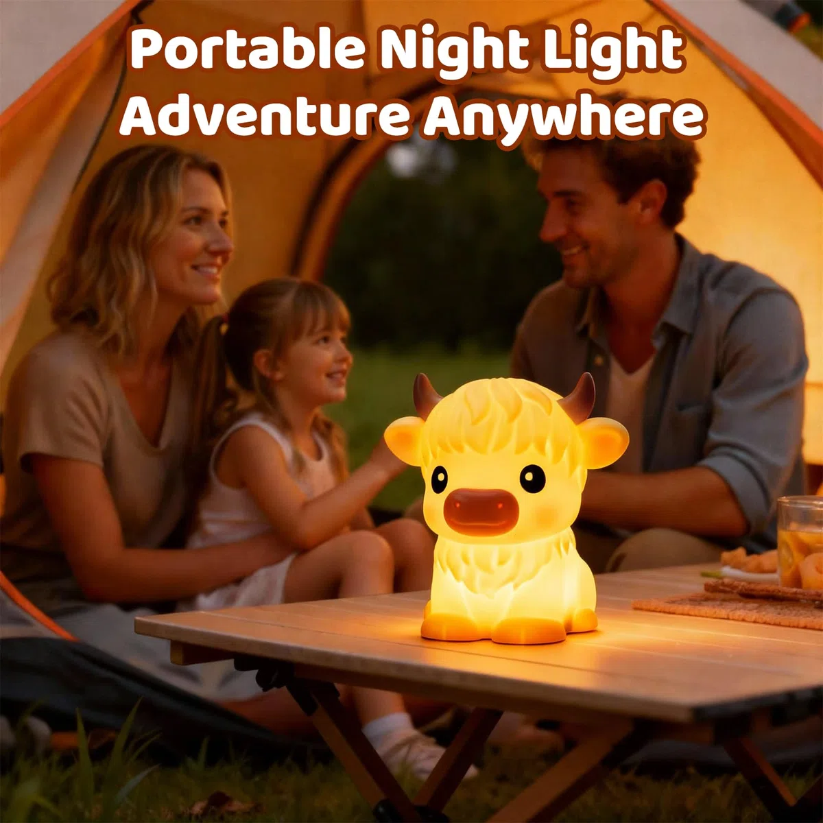 Mewaii Huggwaii, Luce notturna a forma di mucca delle Highland per bambini, dimmerabile, in silicone, a forma di mucca, con 30 timer di spegnimento automatico, decorazione carina per ragazzi e ragazze