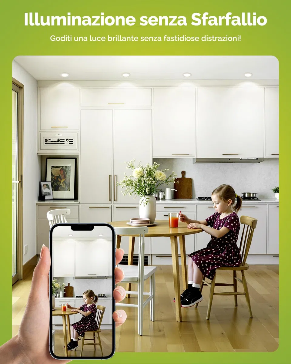 Fondiiz Faretti Led da Incasso per Cartongesso, 4W 570LM Luci da Soffitto Interno Regolabile Caldo 3000K Neutro 4500K Freddo 6000K, IP44 Faretto Risparmio Energetico per Bagno, Foro Ø68-80mm, Set di 6