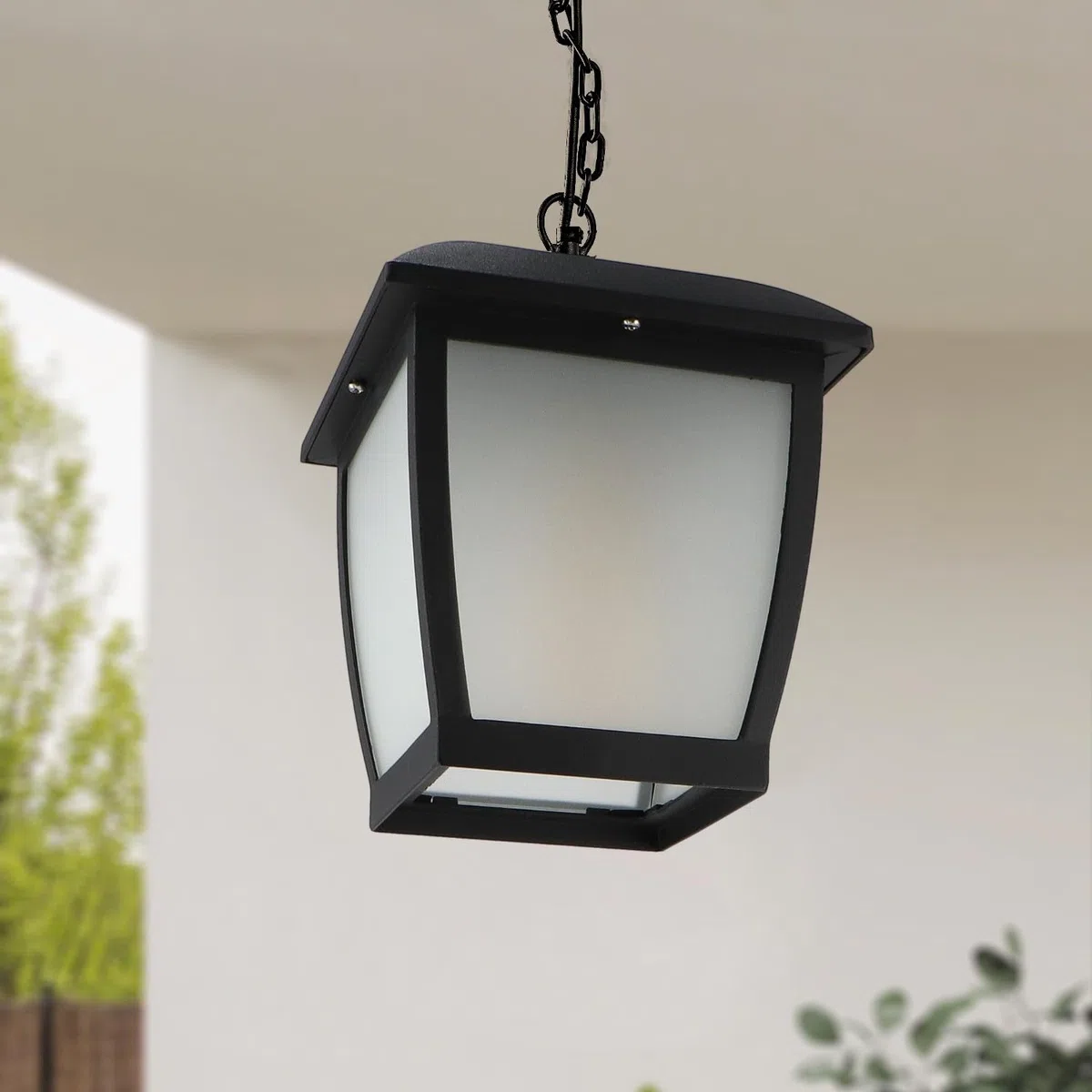 M Ledme Plafoniera House Series – IP44 impermeabile, attacco E27, lampada da soffitto in acciaio nero e vetro per giardino, terrazza o ingresso (lampadina non inclusa)