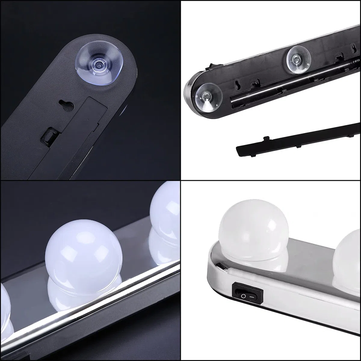 Kyaoayo Set di illuminazione LED per specchio da trucco senza fili, luci di riempimento a batteria, lampade da toilette Hollywood con ventosa
