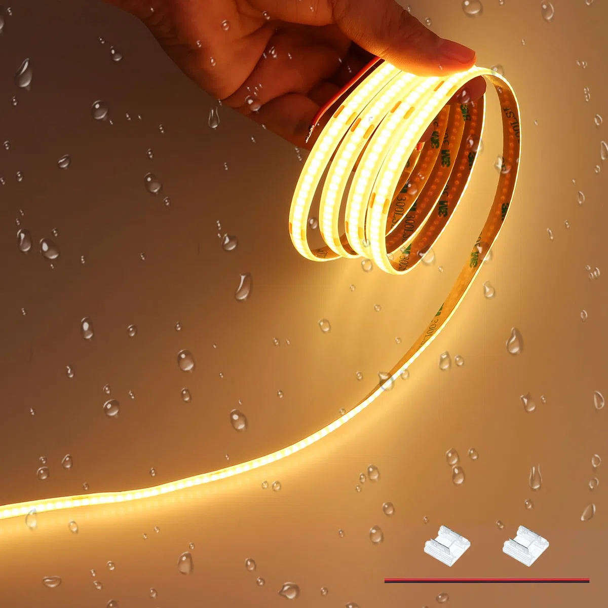 JOYLIT Striscia LED COB 24V Impermeabile 6 Metri Bianca Caldo 2700K, 320LEDs/M 4500LM Luminosità Senza Punti CRI 90+ Nastri LED, Flessibile Adesivo Decorazione Strisce LED (Alimentazione Non Inclusa)