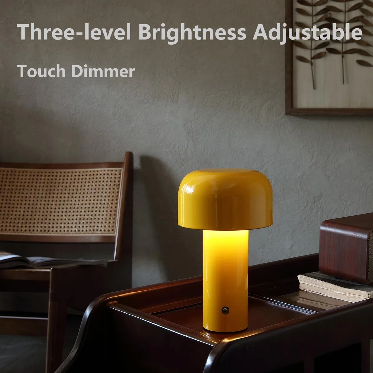 Glivpny Lampada da scrivania per oscuramento tattile portatile, ricaricabile tramite USB, luce notturna a LED, moderna lampada da tavolo a fungo per soggiorno, bar, camera da letto, comodino, studio