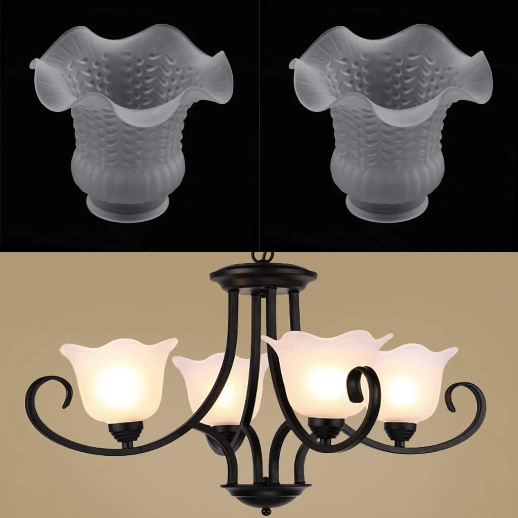 Paralume rotondo in vetro vintage, 2 pezzi, bianco, E27, 13 x 10 cm, paralume di ricambio per lampada a sospensione a soffitto