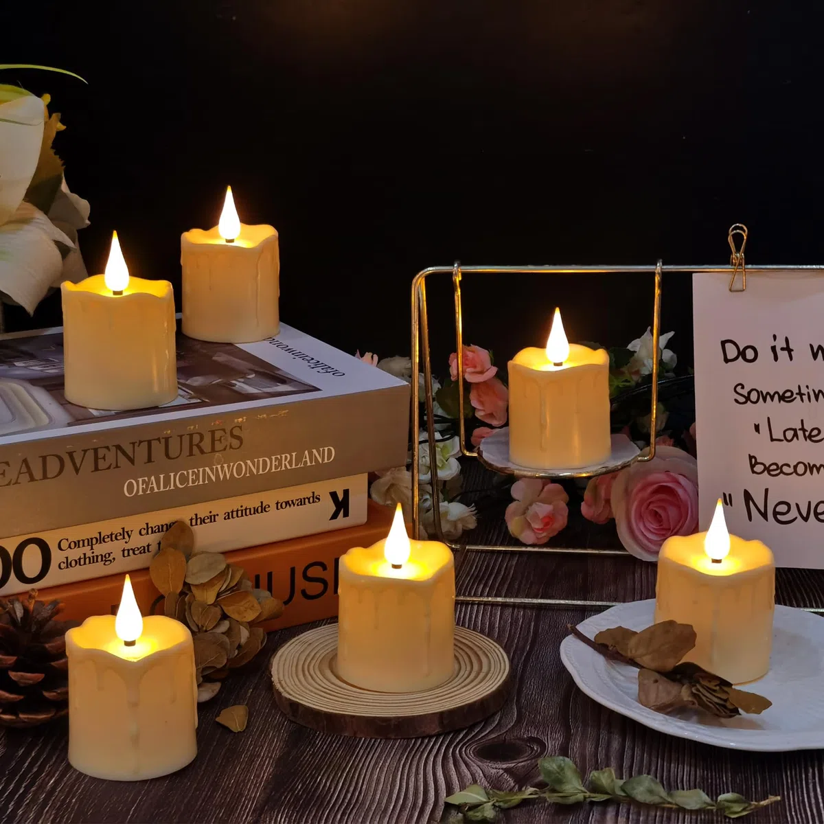 Forever Speed Luci ricaricabili del tè LED, candele senza fiamma con timer di telecomando Funzione impermeabile, 6 pezzi candele LED per la decorazione domestica, Natale, matrimoni