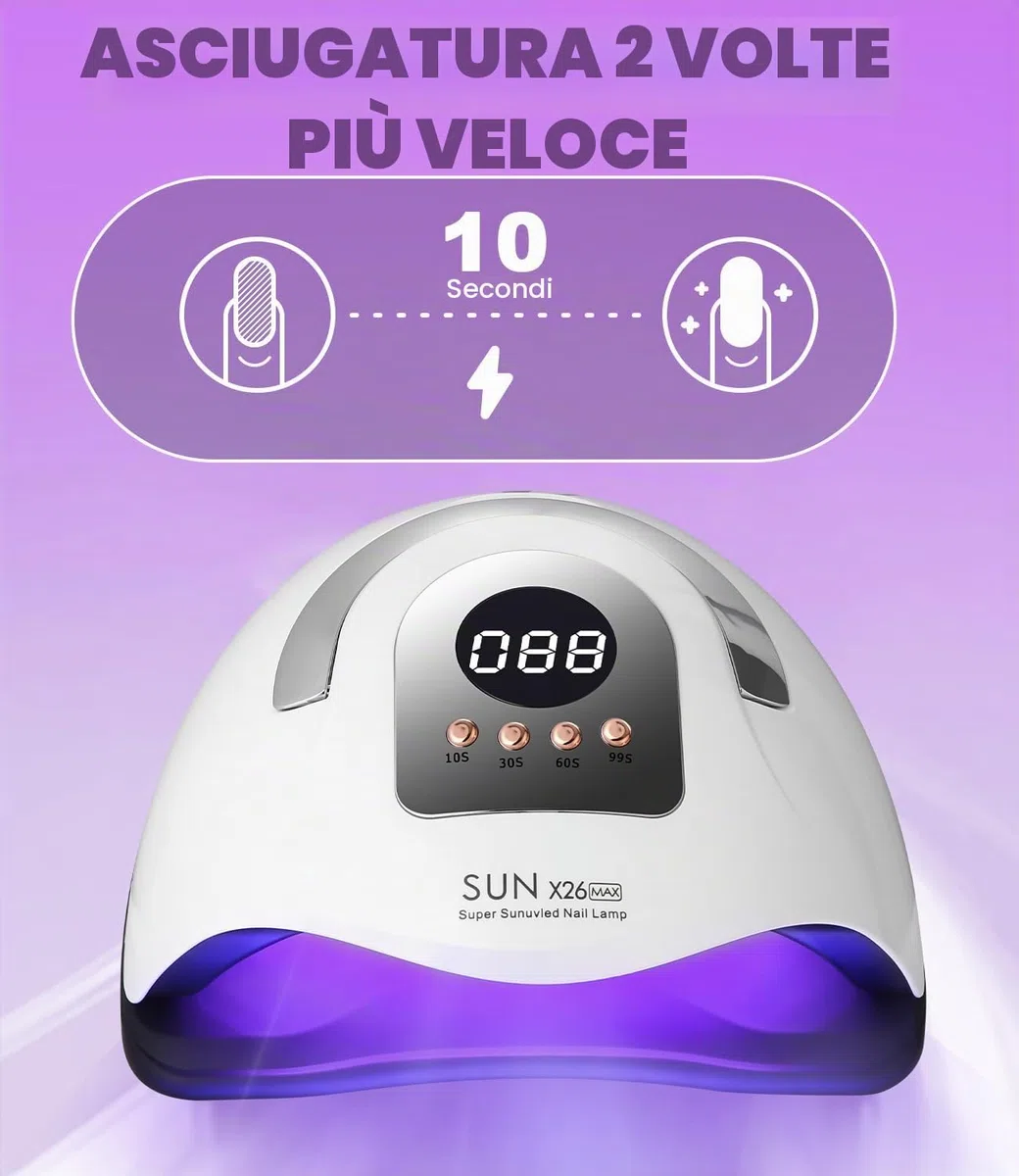 Lampada UV LED Unghie Professionale, 380W Semipermanente Curare Rapidamente Pedicure Fornetto Unghie per Tutti i Smalti, Automatico Sensore e Schermo 4 Timer per Manicure a Casa e in Salone