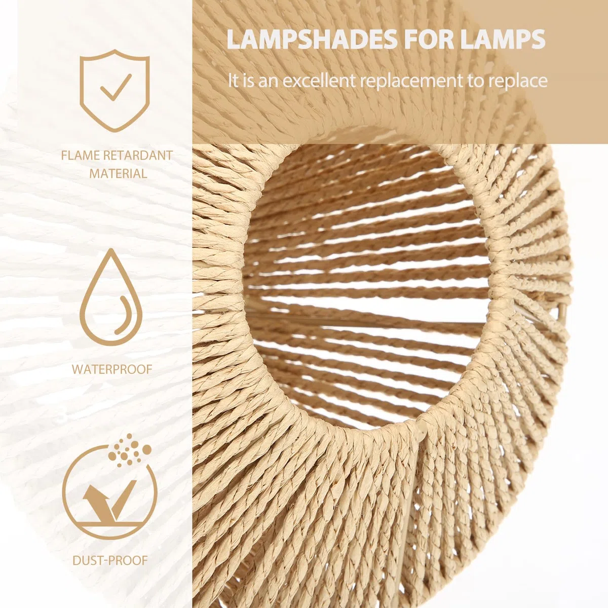 Mikikit Plafoniera I ntrecciata, Paralume Boho in Rattan Vimini Lampada Da Soffitto In Corda Di Paglia Naturale Con Paralume In Rattan Luce A Muro
