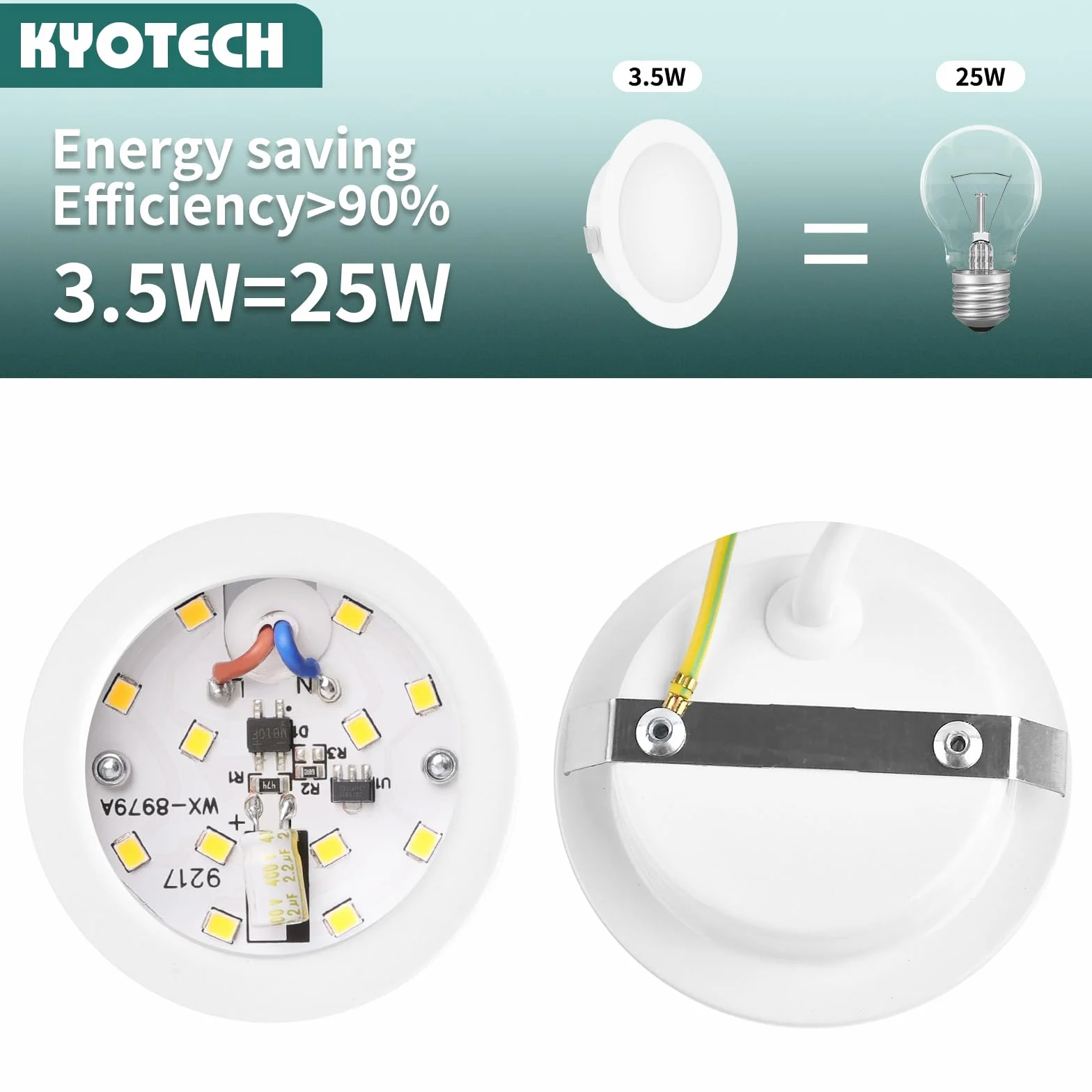 Set di 3 Faretti LED da Incasso per Mobili 230 V 3,5 W IP44 G4 LED 20 mm Ultra Piatti, 4000 K per Cappa da Cucina Bagno (Bianco)