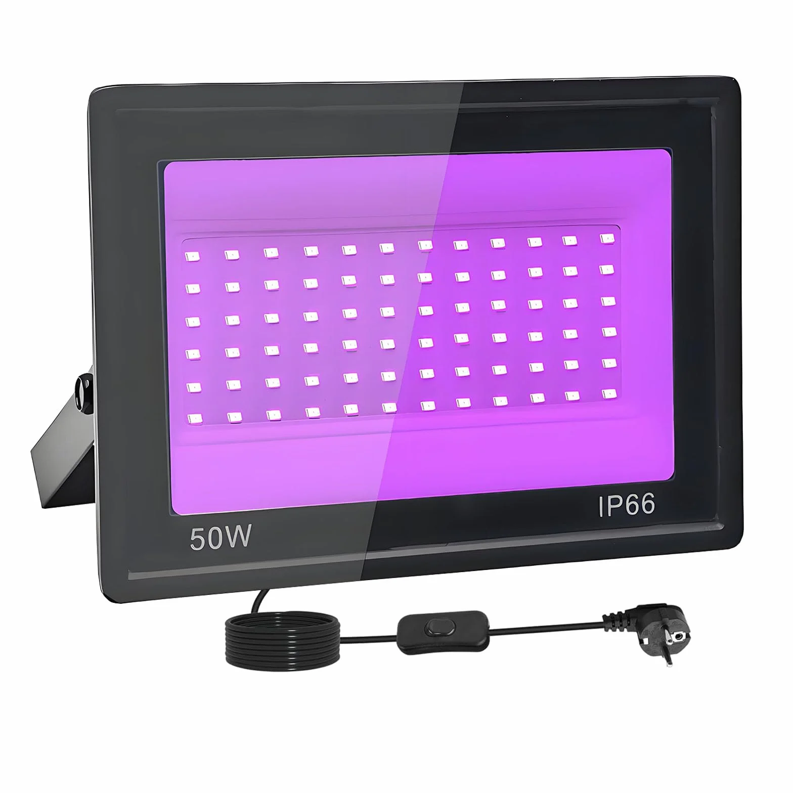 50W Faretto UV LED, IP66 Impermeabile Luce Nera UV, 395-400nm LED Luce Nera, Lampada uv Con Interruttore per Halloween, Pittura Del Corpo, Poster Fluorescente, Bar, Acquario, Festa Al Neon