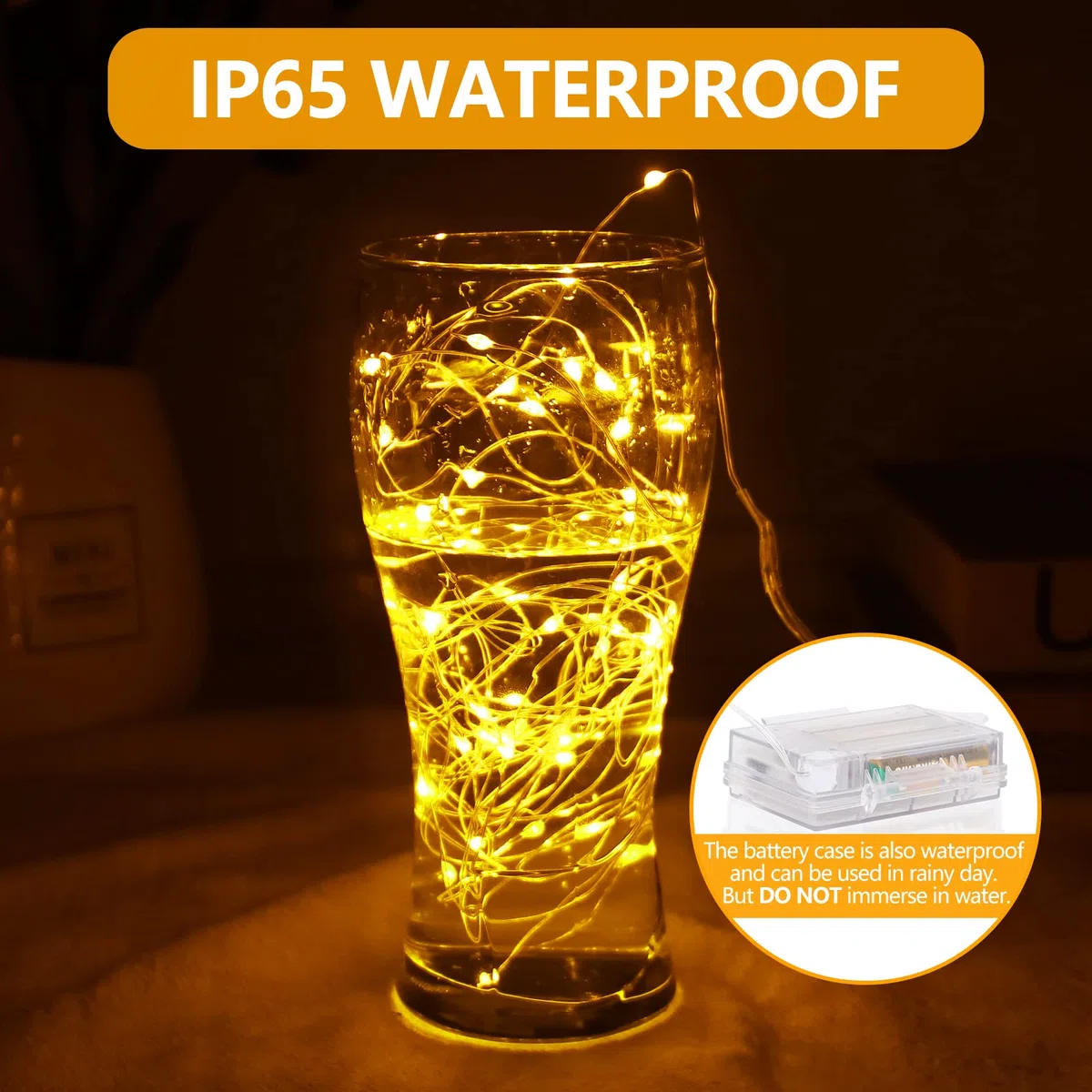Luci Led a Batteria, 5M 50 LEDs 8 Modalità Lucine led Decorative IP65 Impermeabile con Telecomando, Timer e Dimmer per Interni e Esterni, Natale, Feste, Camera (4 Pezzi, Bianco Caldo)