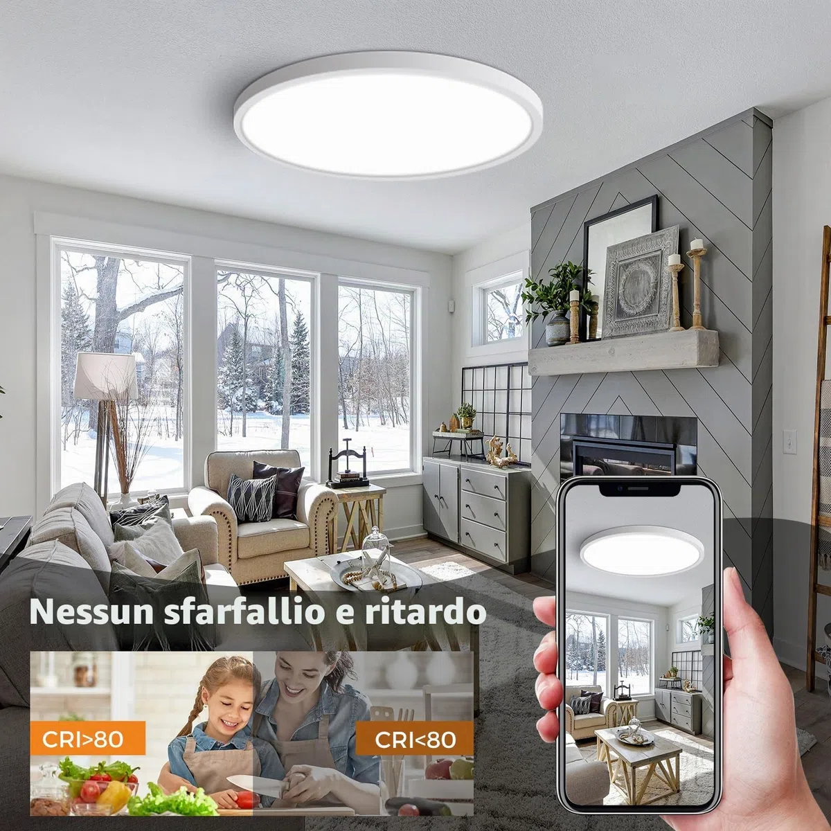 slochi Plafoniera LED Soffitto, 24W 3000K 4000K 6500K Lampada da Soffitto Bianca,2800LM IP44 Plafoniera Bagno Rotonda per Camera da Letto, Cucina, Soggiorno, Corridoio, Balcone, Ø30CM