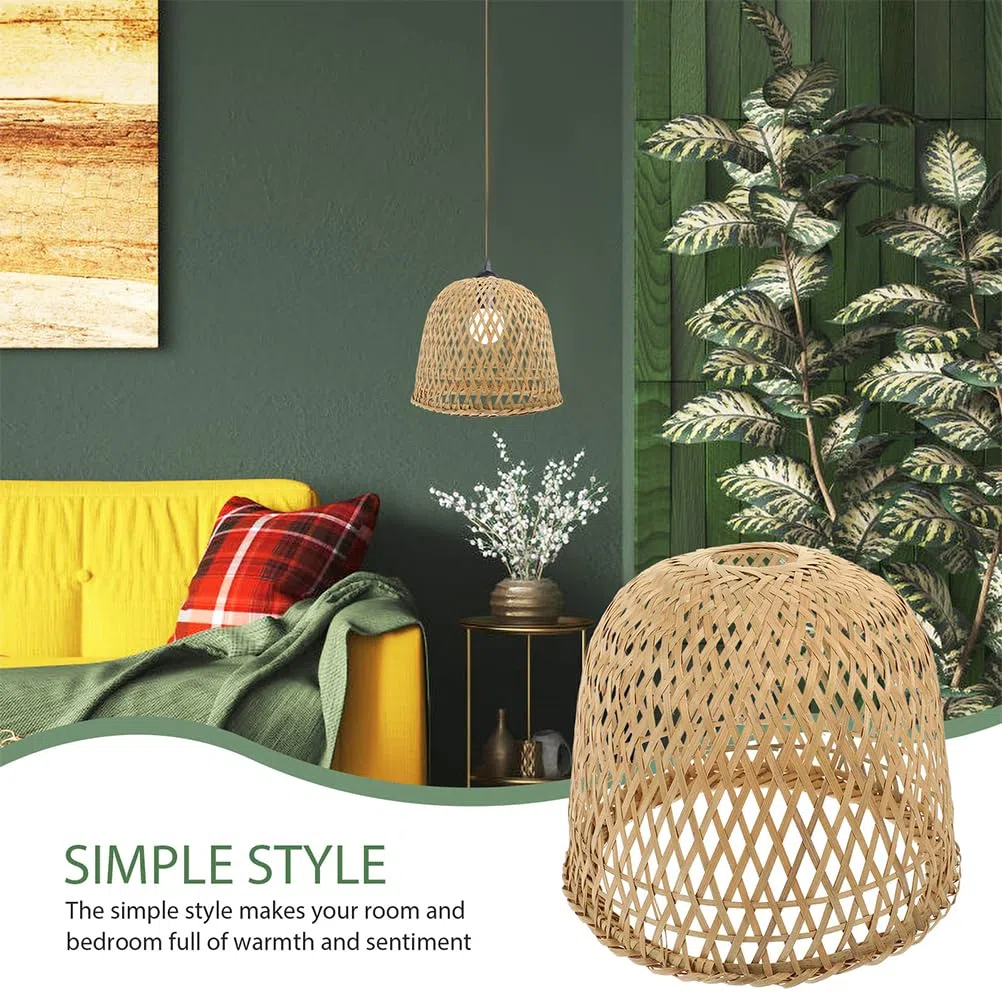 Kichvoe 2 Pezzi Paralume In Bambù Intrecciato Paralume Per Lampadario In Rattan Sostituzione In Vimini Copertura Rustica Per Lampada A Sospensione Per Sala Da Pranzo Arredamento