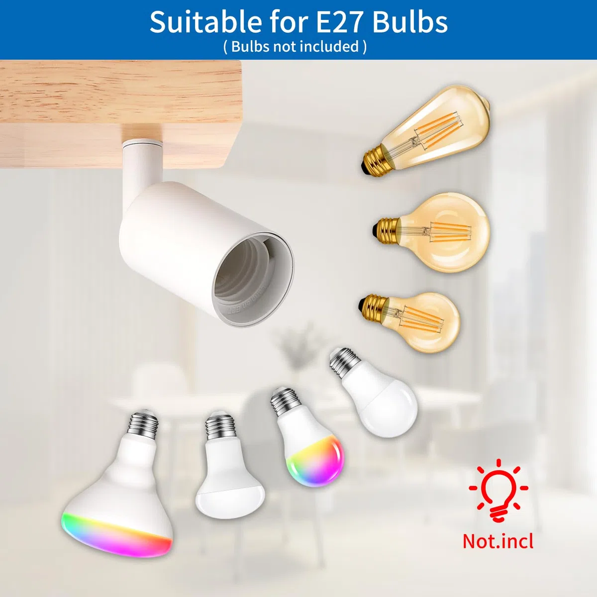 ANWIO Faretti da Soffitto Orientabili,Faretti da Muro,Lampadario con 2 Lampadine LED Attacco E27,Applique da Parete,Base di Legno,Plafoniera per Negozio, Bar,Vetrina,Cucina (Lampadine Escluse)