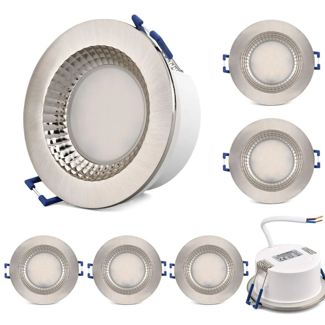 KYOTECH Faretti led da incasso per cartongesso luce bianca naturale 4500K IP65 6W Ultrapiatti Plafoniera Led 500LM Luci Led ad Incasso Impermeabile IP65,Per Ambienti Umidi Come Bagno Garage Set da 6