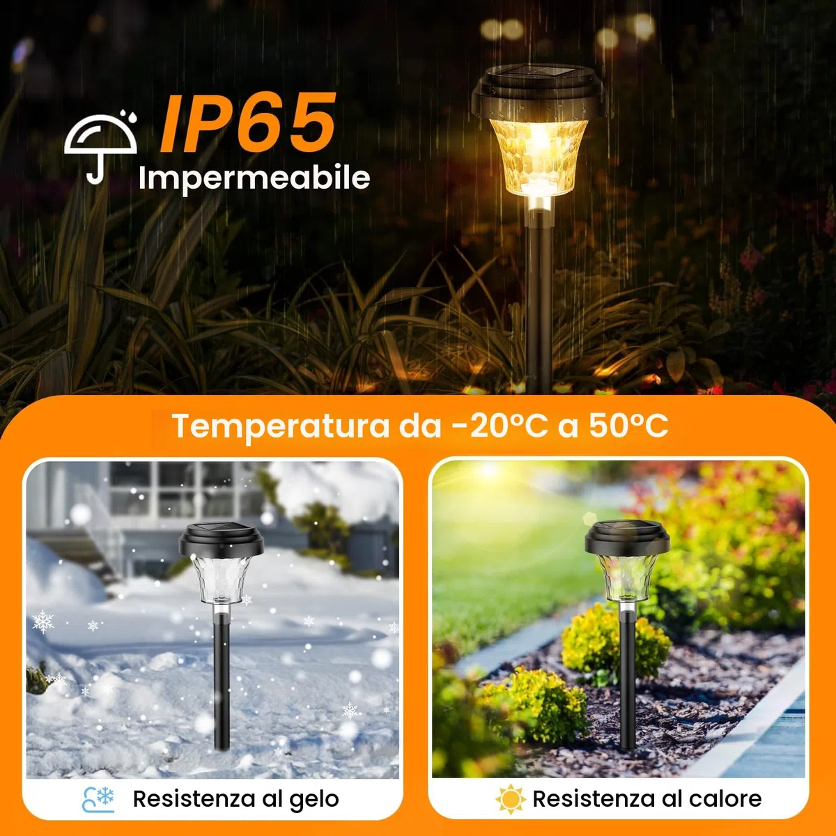 Luci da Esterno Giardino Solari 8 Pezzi, Lampade Solari da Giardino con Luce Calda e 7 Colori RGB, Illuminazione Luci Solare Esterno Impermeabile IP65 per Sentieri, Decorazione di Giardini