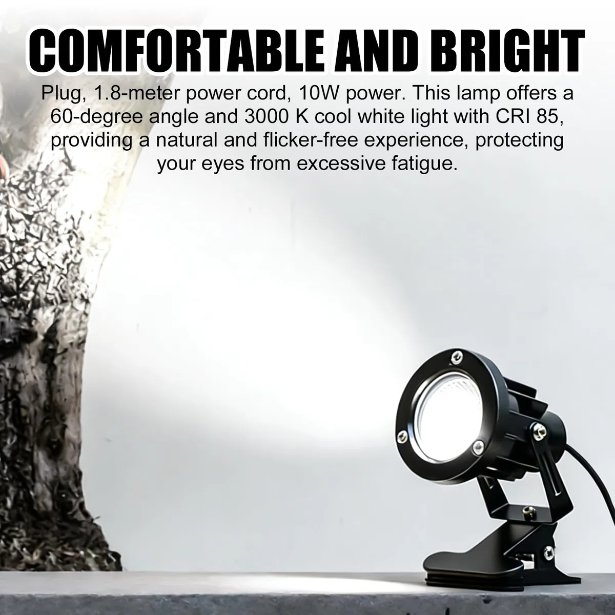 BAIFULAI Spot LED con pinza: spot LED con pinza con cavo da 1,8 m, presa e interruttore manuale, lampada esterna impermeabile alla pioggia con pinza per illuminazione esterna e interna