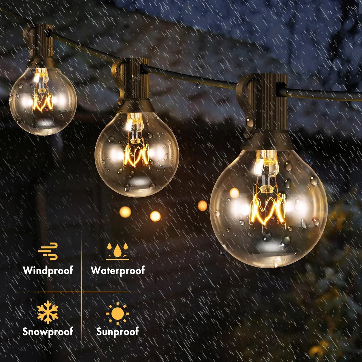 Lampadine di Ricambio, 25 Pezzi Lampadine Globo G40 da 7 Watt Supporto per Presa di Base E12 Resistenza Allacqua IP44 Bianco Caldo per Luci a Corda Decorazione per Feste a Casa