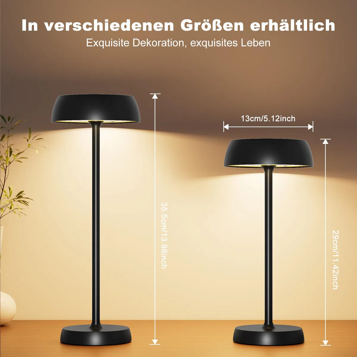 Lampada da Tavolo a LED Wireless l con Controllo Touch DimmerabileContinuo, 4 Modalità di Luce, Batteria Ricaricabile per Camera da Letto, Ufficio Domestico, Campeggio - 2 PCS