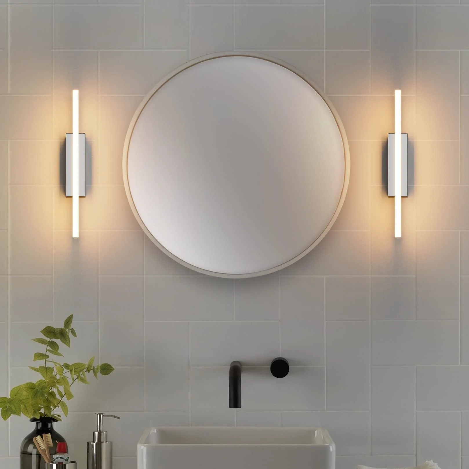 Klighten Lampada da Specchio Bagno 9W 40cm, IP44 Applique LED da Bagno Moderno, Luce Specchio Parete, 600 Lumen, 110-240V, Bianco Caldo 3000K, Cromo