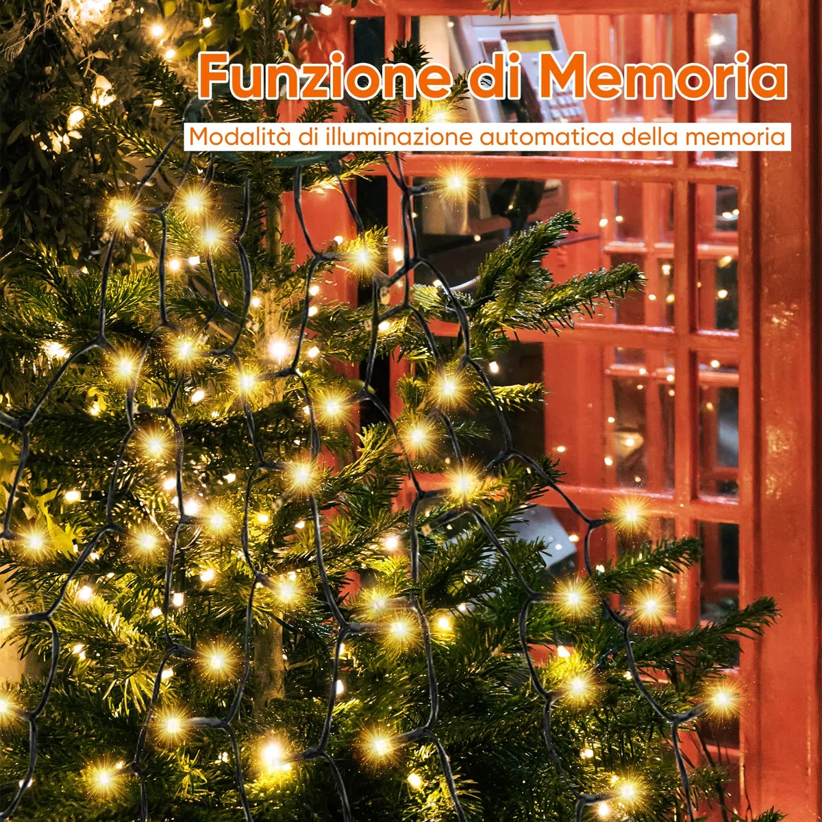 SALCAR Luci Albero Natale, 2M 8 Fili 280 LED Luci Decorazione Natale per Albero con Anello, 8 Modalità, Impermeabile IP44 Luminarie Natalizie Cascata per Interno Esterno, Bianco Caldo
