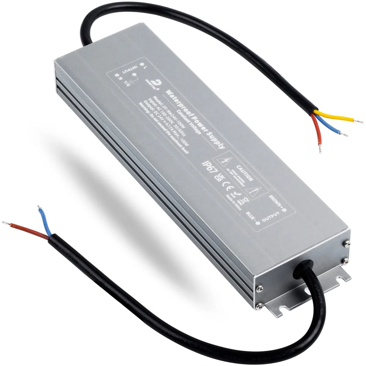 DUSKTEC Driver LED a tensione costante 24 V 100 W 4.17A IP67 alimentatore impermeabile, trasformatore a bassa tensione da 240 V a 24 V CC per illuminazione di strisce LED da giardino all'aperto