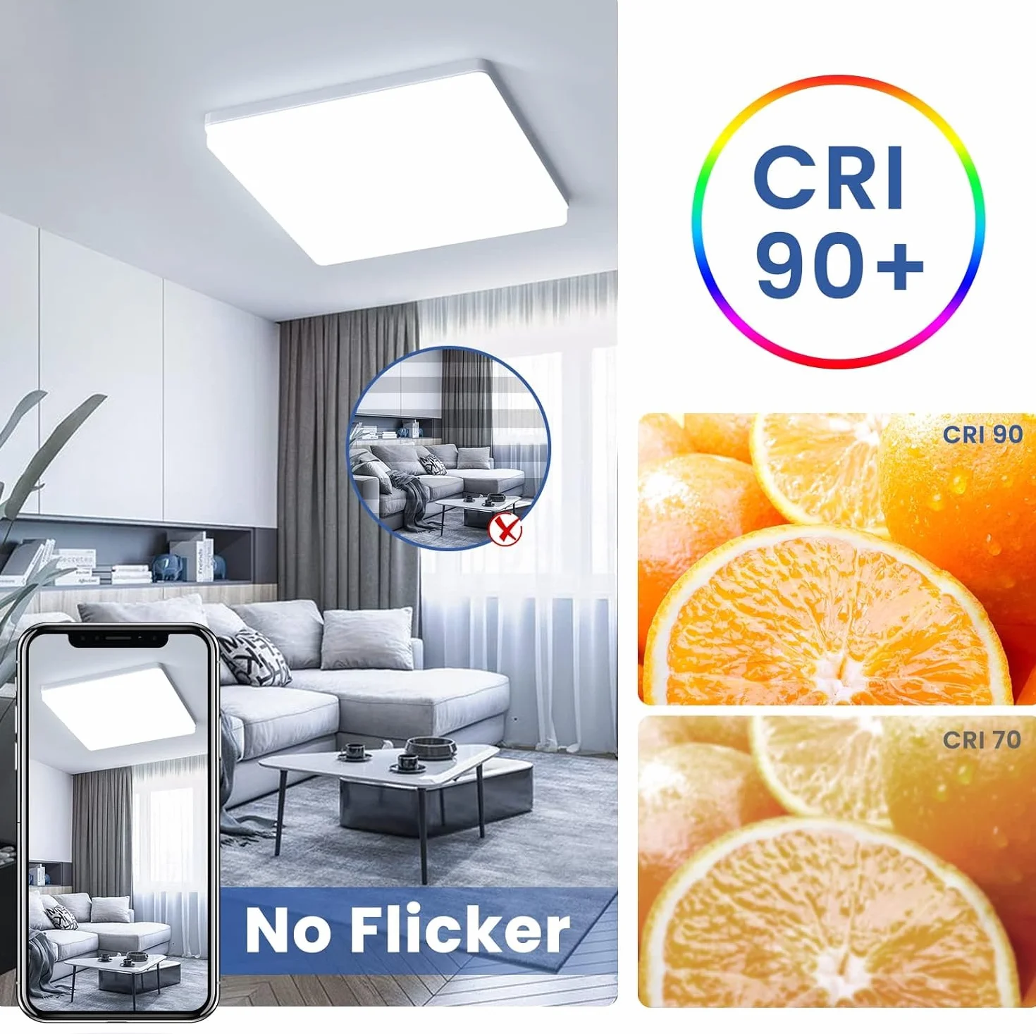 EASY EAGLE Plafoniera Led Soffitto Quadrata 48W Moderni Luce 6500K 4800LM Lampada per Bagno Cucina Camera da Letto Sala Soggiorno Corridoio Ufficio Cantina Ø30CM