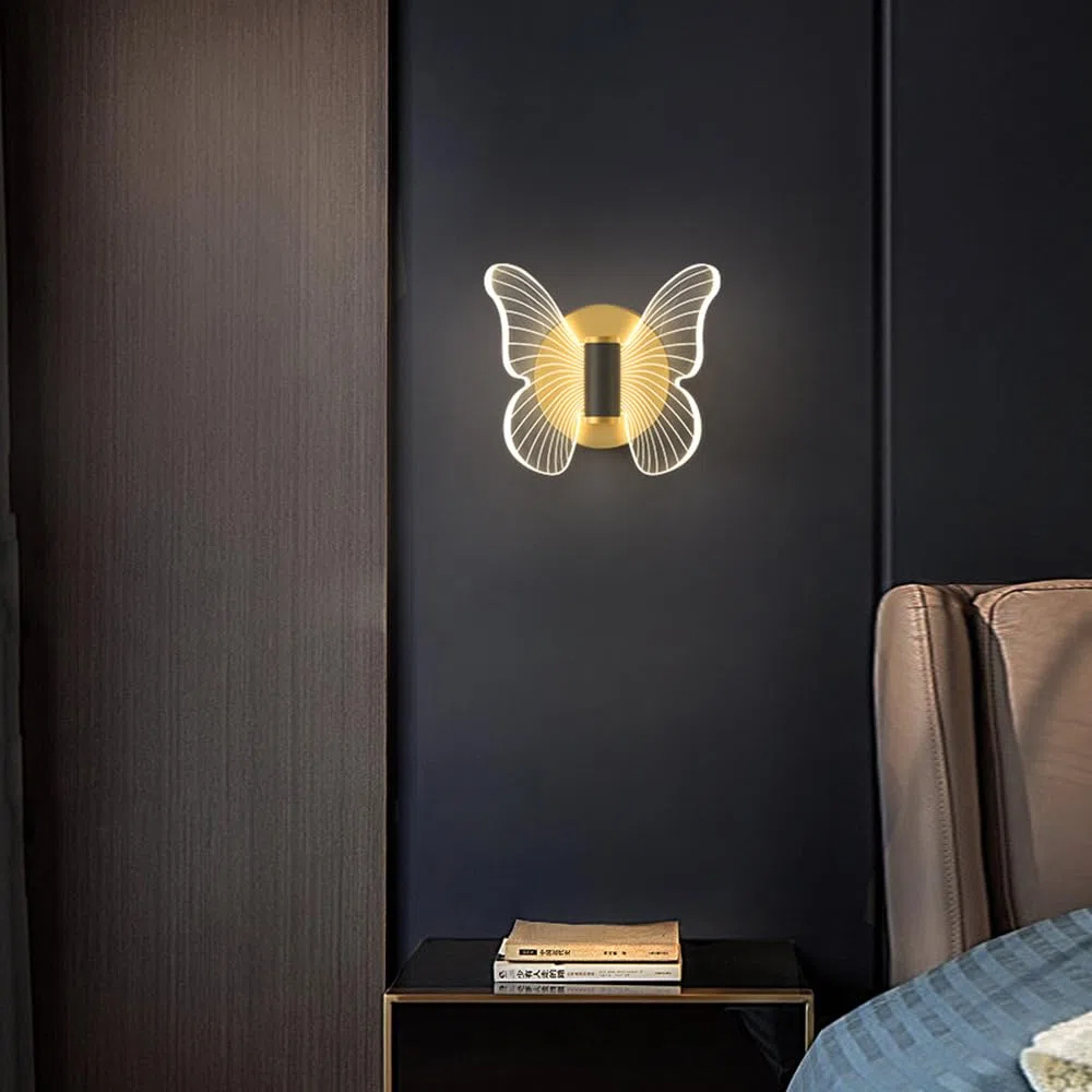 Lampada Da Parete a LED a Farfalla, Applique Da Parete Moderne a Farfalla, Apparecchio di Illuminazione a Parete a LED Luce Lampada Muro animale Creativo Bambini Vivaio Stanza, Bianco caldo (singolo)