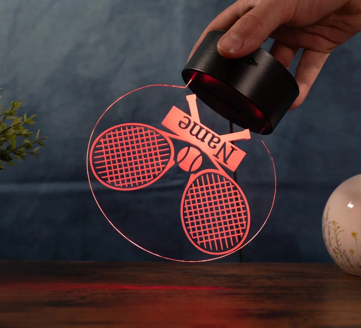 Lampada da tennis personalizzata, luce notturna a LED con nome, regalo per giocatori di tennis e appassionati, luce decorativa da tennis per cameretta dei bambini, camera da letto e club