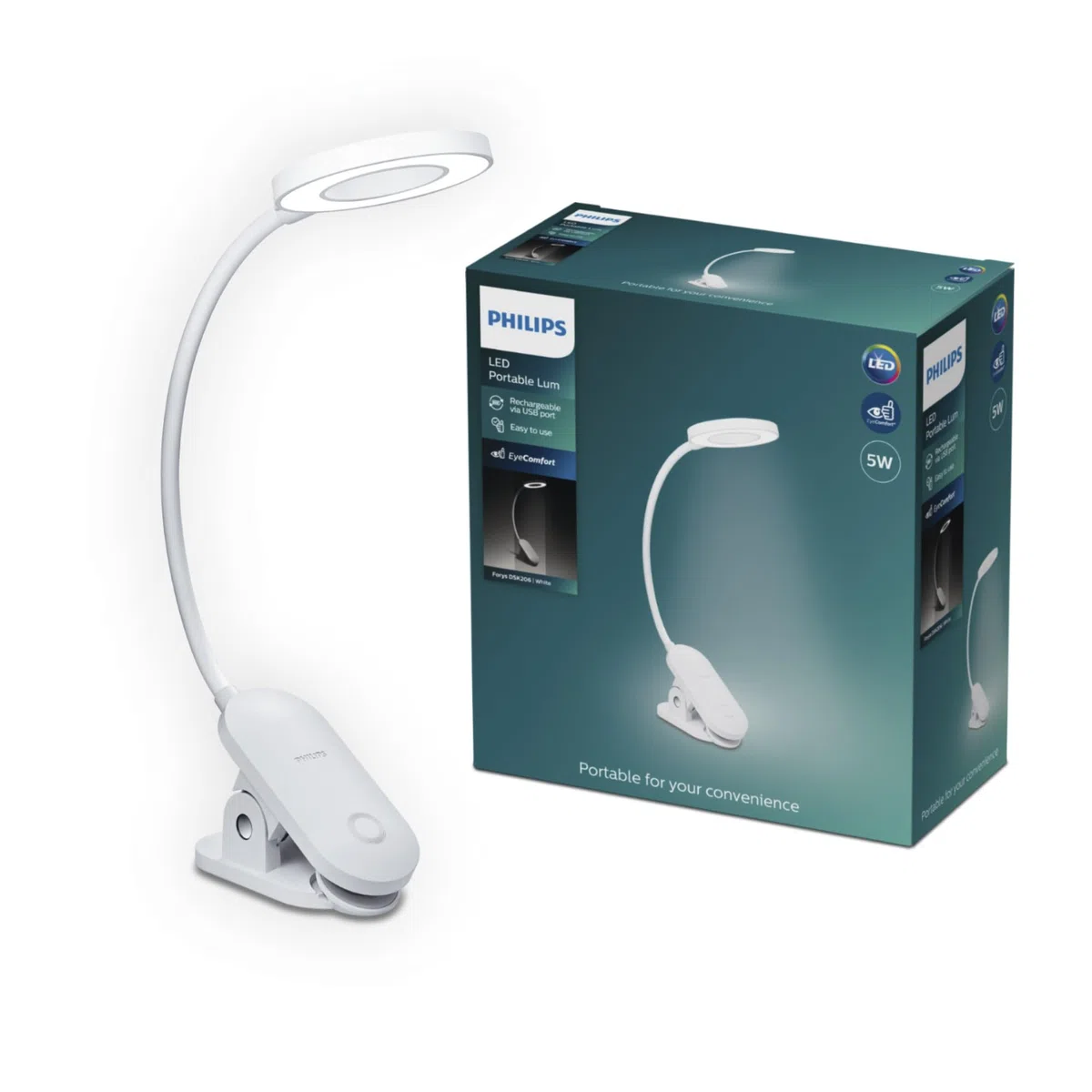 Philips LAMPADA SCRIVANIA MOD. FORYS CLIP LAMP TAVOLO RICARICABILE BIANCA 5W 4K 19439700
