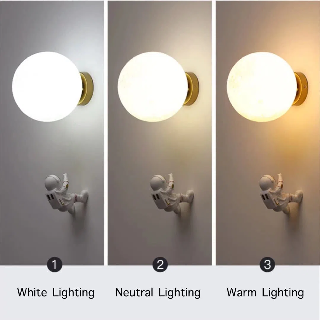 LED Luna Astronauta Applique da Parete 3D Stampa Luna Illuminazione Notturna Camera Bambini Decorativa 3 Luce 15 CM