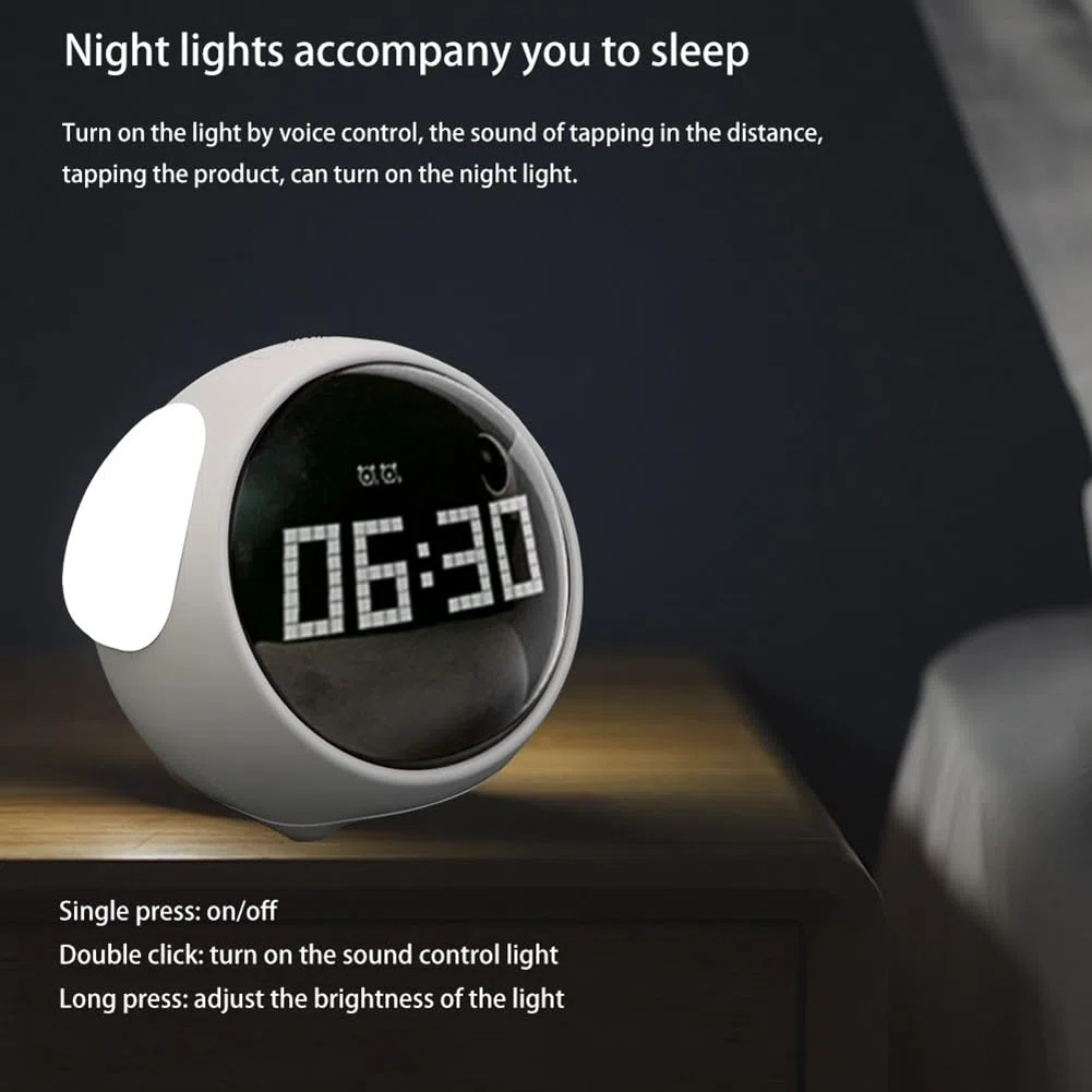 Per la casa Luce LED Digitale Luce Controllata Voce Orologio Sveglia per Bambini Multifunzionale Orologio Sveglia di Espressione (A)