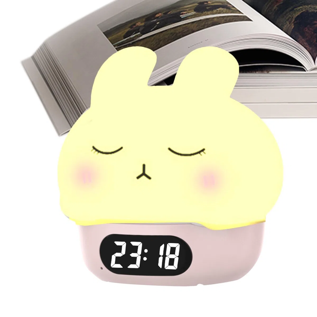 Generisch Orologio da coniglio, sveglia a forma di coniglio, divertente sveglia a forma di coniglio, luce in silicone, sveglia digitale a coniglio, divertente sveglia per camera da letto, vita dei