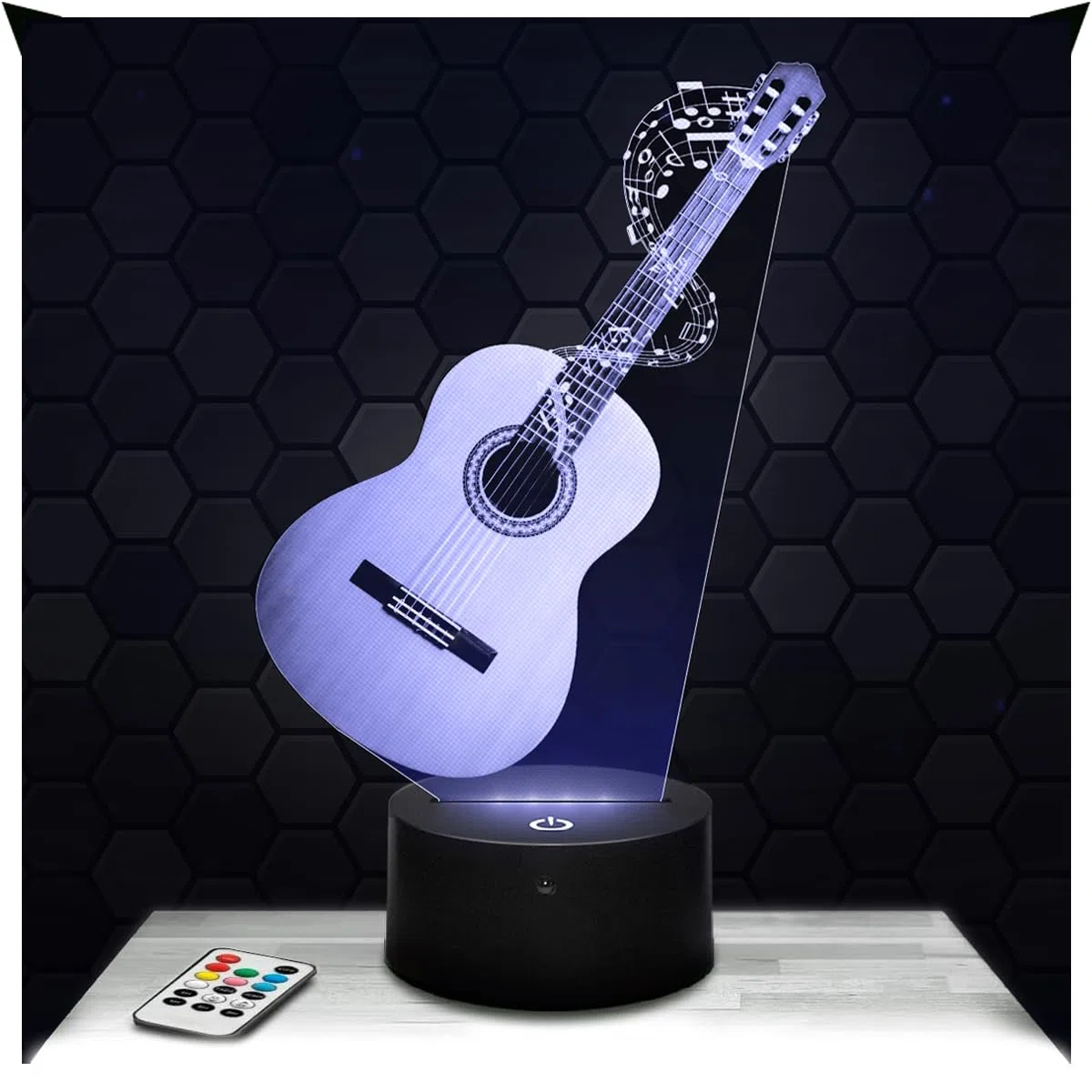Lampephoto.fr - Lampada 3D Chitarra acustica Strumento musicale Musicista Lampada Tattile a LED, Effetto Ologramma 3D, Idea Regalo Natale Compleanno per Ragazzo o Ragazza, Oggetto decorazione camera