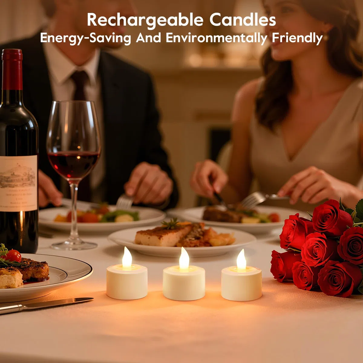 EXTSUD 6 Candele a LED Ricaricabili con Dock di Ricarica Candela Led Senza Candele Led Fiamma Oscillante per Casa Tavolo Natale Compleanno Matrimonio Decorazione