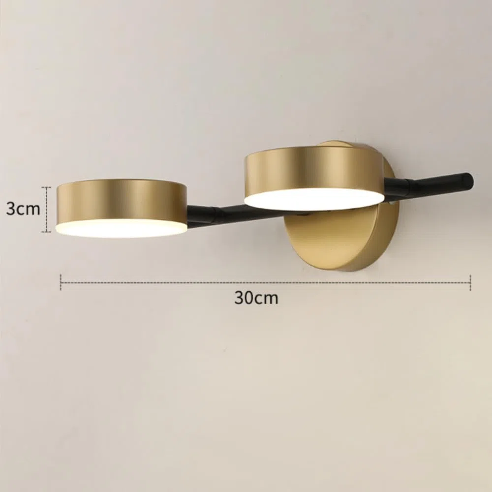 XINYASEE Applique moderna, lampada da parete per il bagno, lampada da parete a LED dorata da 8-12 W, design a doppia luce, adatta per specchi da bagno, camere da letto e soggiorni. (Due teste)
