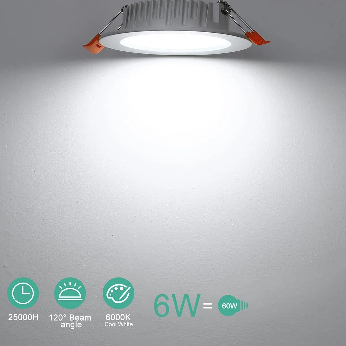 Tailcas Faretti Led da Incasso per Cartongesso 6000K, 6w 600lm IP44 Ultra Slim Faretto da Incasso Bagno, 26mm Bianca Naturale Luci Ultrasottili da Soffitto Integrati, Foro Φ 75-95mm