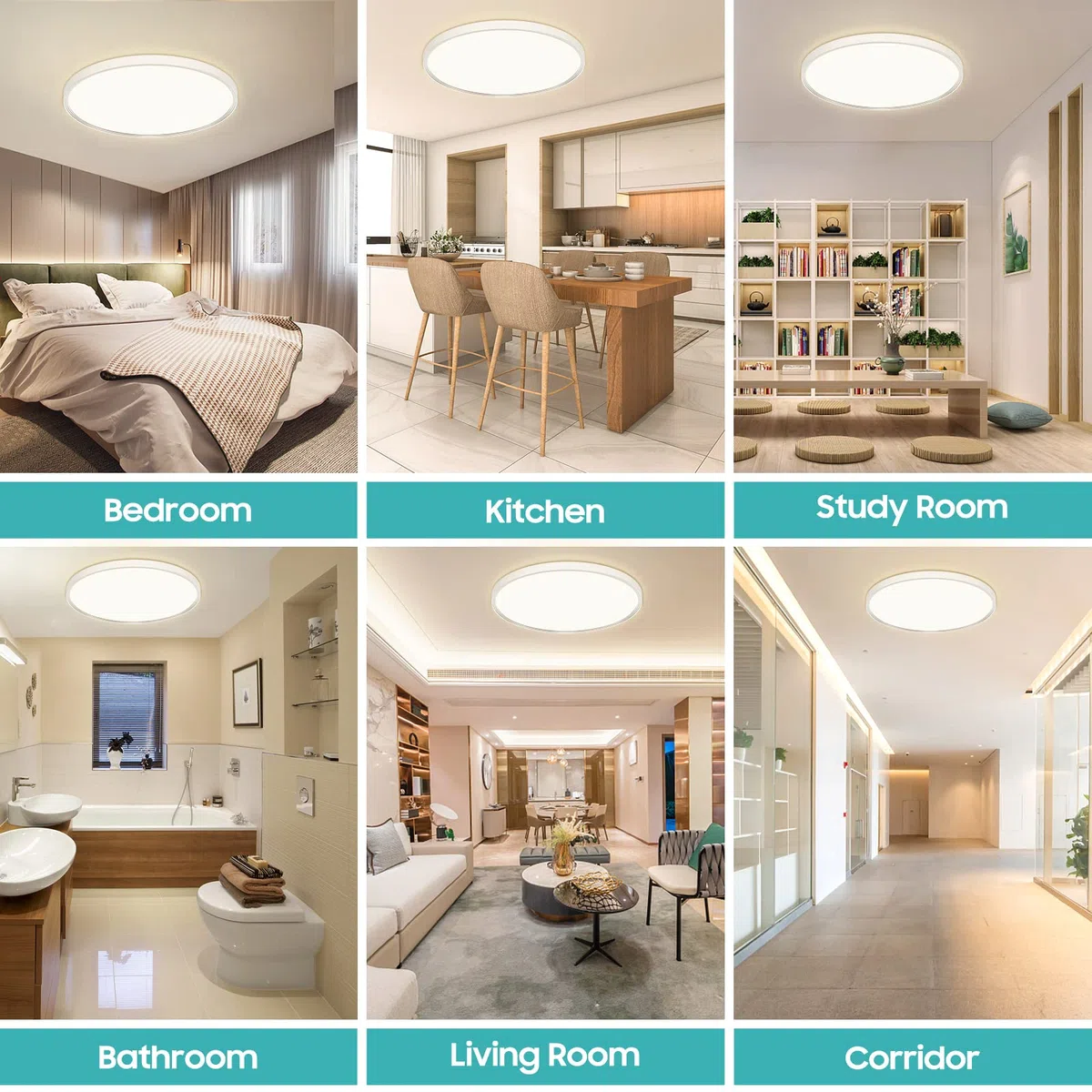 Plafoniera LED Soffitto 30 cm da Bagno, 24W Lampada da Soffitto 4000K Lampadario Cucina Moderna 2400LM Ultra-Sottile Plafoniera LED Camera da Letto IP44 per Soggiorno, Corridoio, Cantina