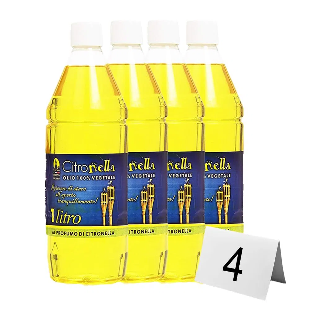 Olio Combustibile alla Citronella Vegetale - per Torcia, Fiaccola, Repellente per Zanzare, Torcia, Lampada, Giardino, Protezione, Terrazzo, Campeggio - per Spazi Esterni 1 Litro