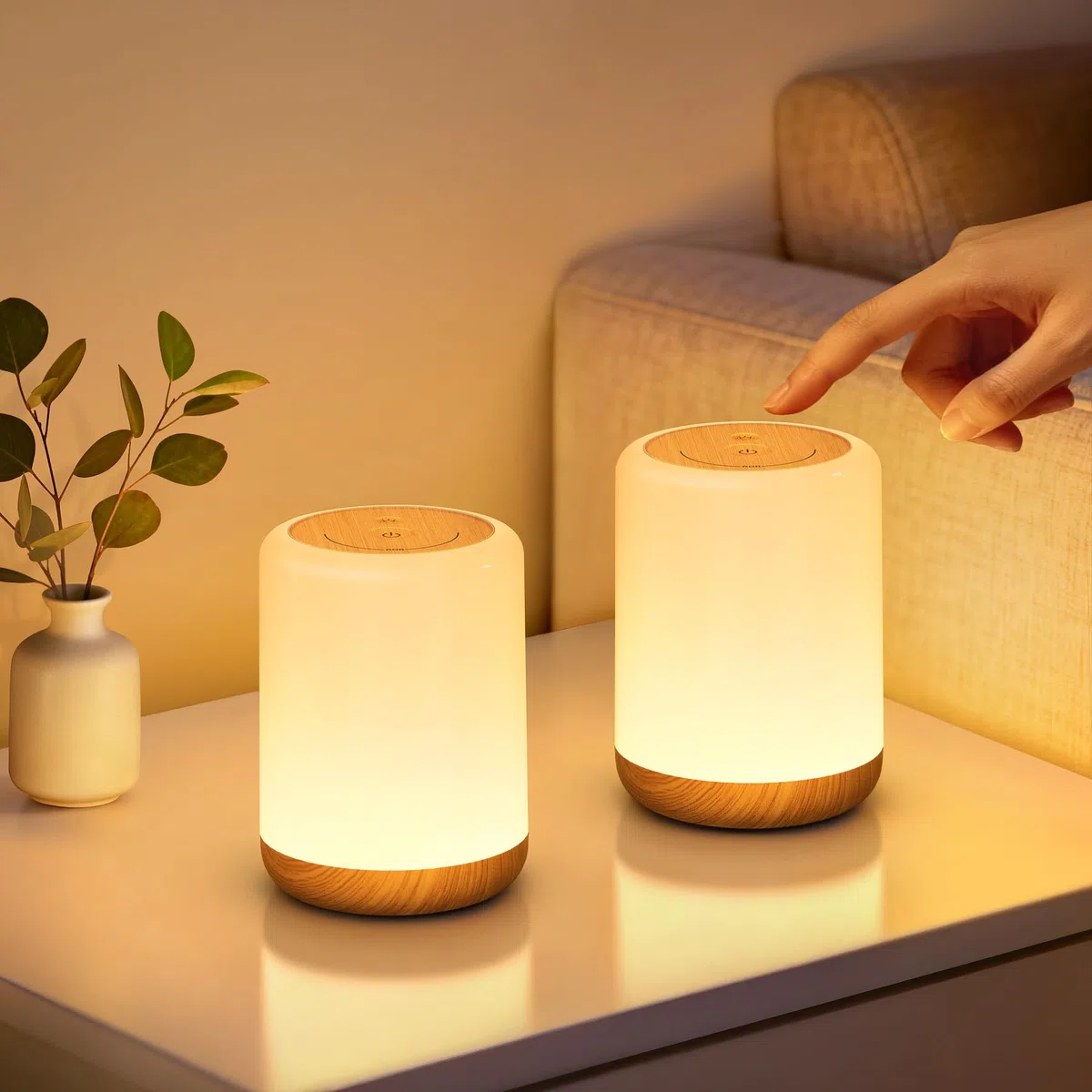Set di 2 Lampada da Comodino Touch, Abat Jour da Comodino con 256 Colore RGB e 3 Modalità, Luce Notturna Bambini con Timer e Memoria, Lampada da Tavolo Ricaricabile Senza Fili per Camera da Letto