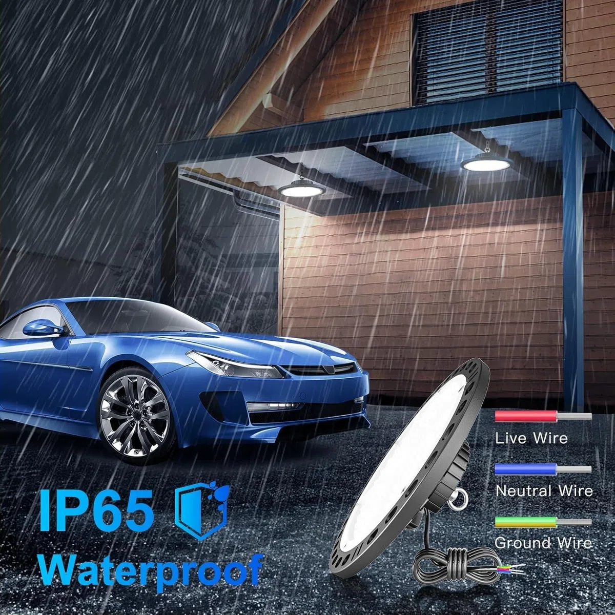 100W Faretto LED UFO, 15000LM UFO Lampada Officina 6500K Bianco Freddo Proiettori LED Esterno IP65 Wasserdichte LED Industrielampe High Bay Licht per Garage Magazzini Fabbrica