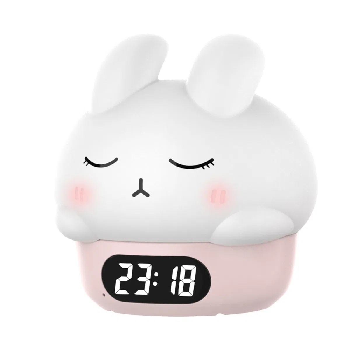 Generisch Orologio da coniglio, sveglia a forma di coniglio, divertente sveglia a forma di coniglio, luce in silicone, sveglia digitale a coniglio, divertente sveglia per camera da letto, vita dei