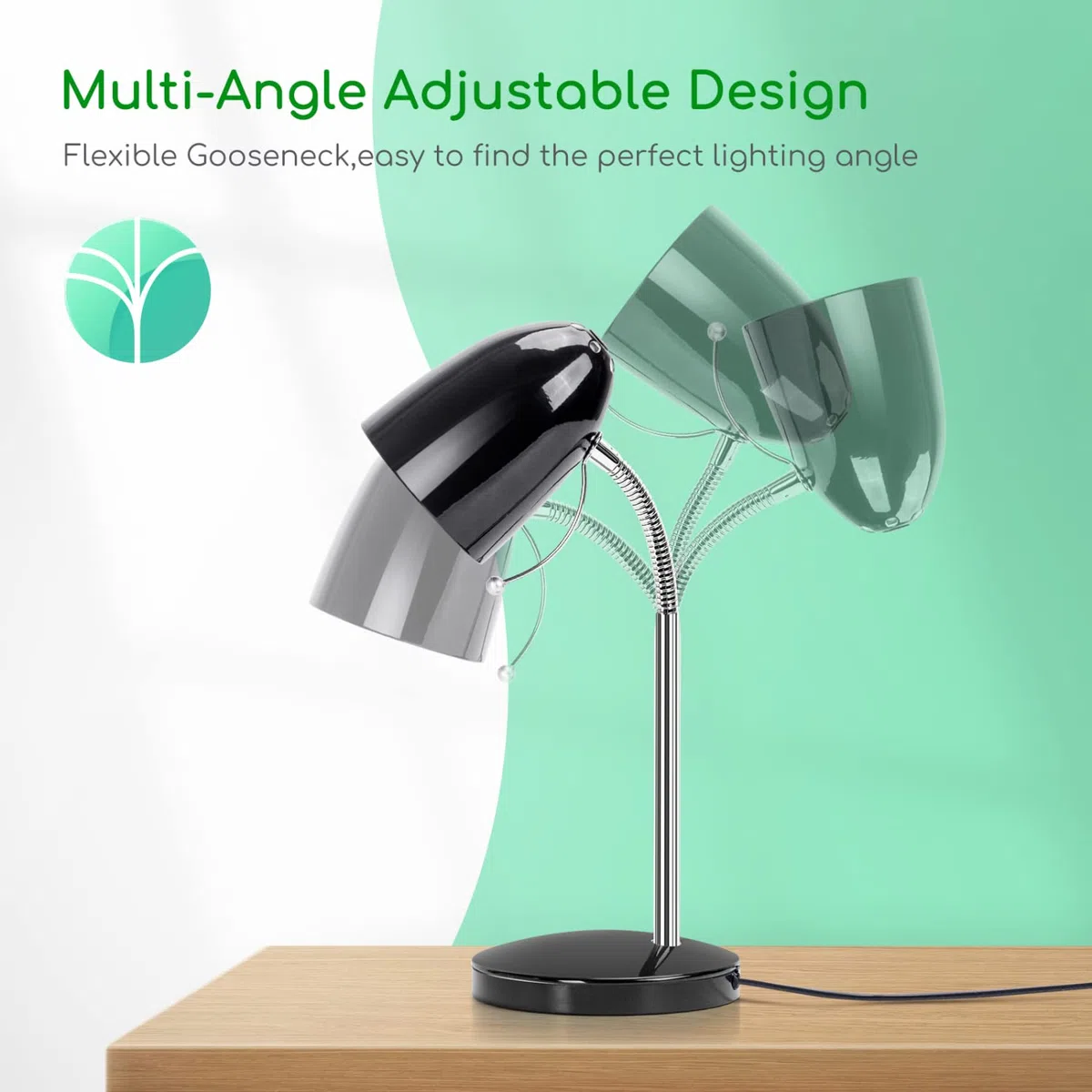 Aigostar Lampada da Scrivania Vintage, Lampada da Tavolo con Cavo da 153 cm, Lampadina Non Inclusa, Compatibile con Lampadine Modello E27, Nero