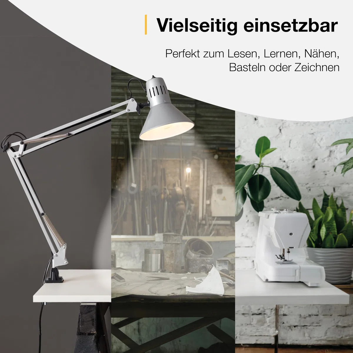 Brilliant Hobby - Lampada da scrivania con morsetto, 10802 / 11, colore titanio