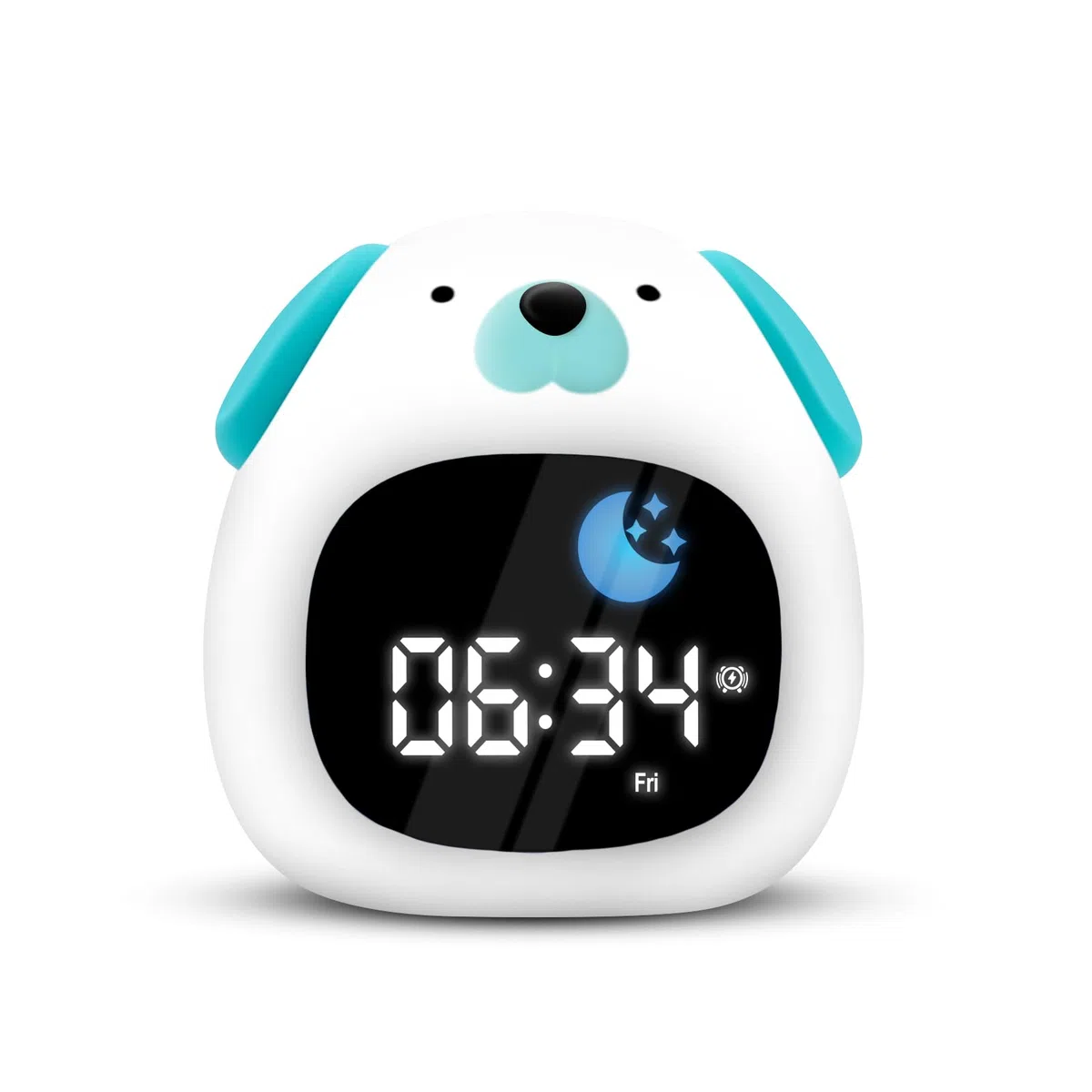 METRONIC 477537 - Sveglia per bambini educativa con cane con luce notturna per ragazza e ragazzo, visualizzazione orologio digitale, apprendimento pedagogico intelligente giorno notturno, con batteria